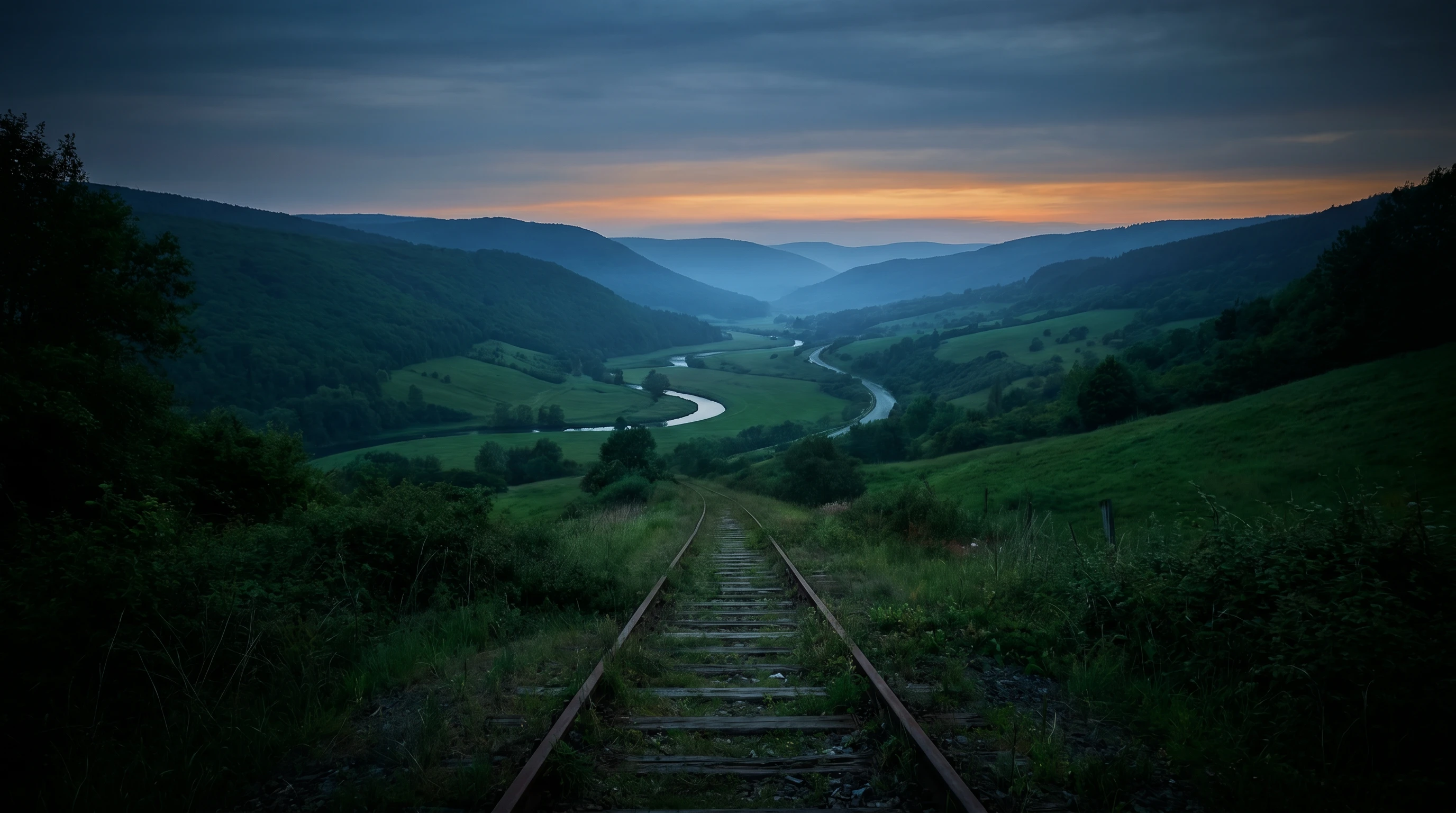 Atmospheric valley landscape